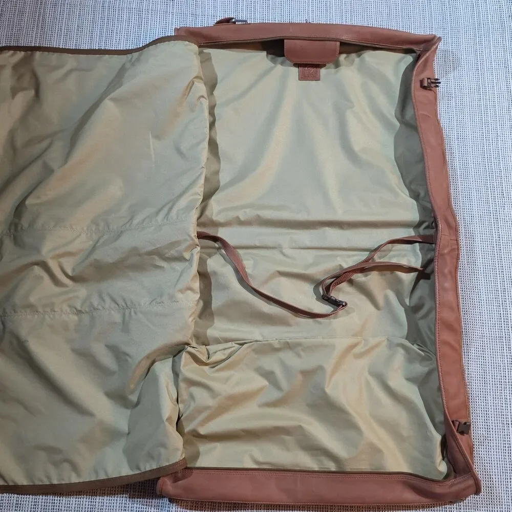 Piel Tan Leather Executive Expandable Garment Bag Travel Business Casual Unisex